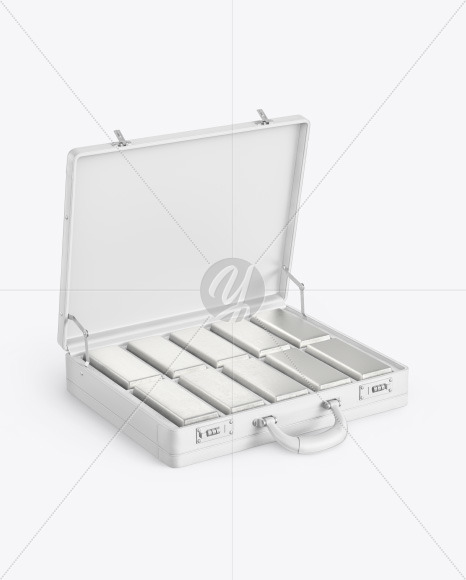 Briefcase with Silver Bars Mockup