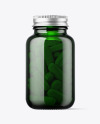 Green Glass Pills Bottle Mockup