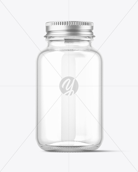 Empty Clear Glass Pills Bottle Mockup