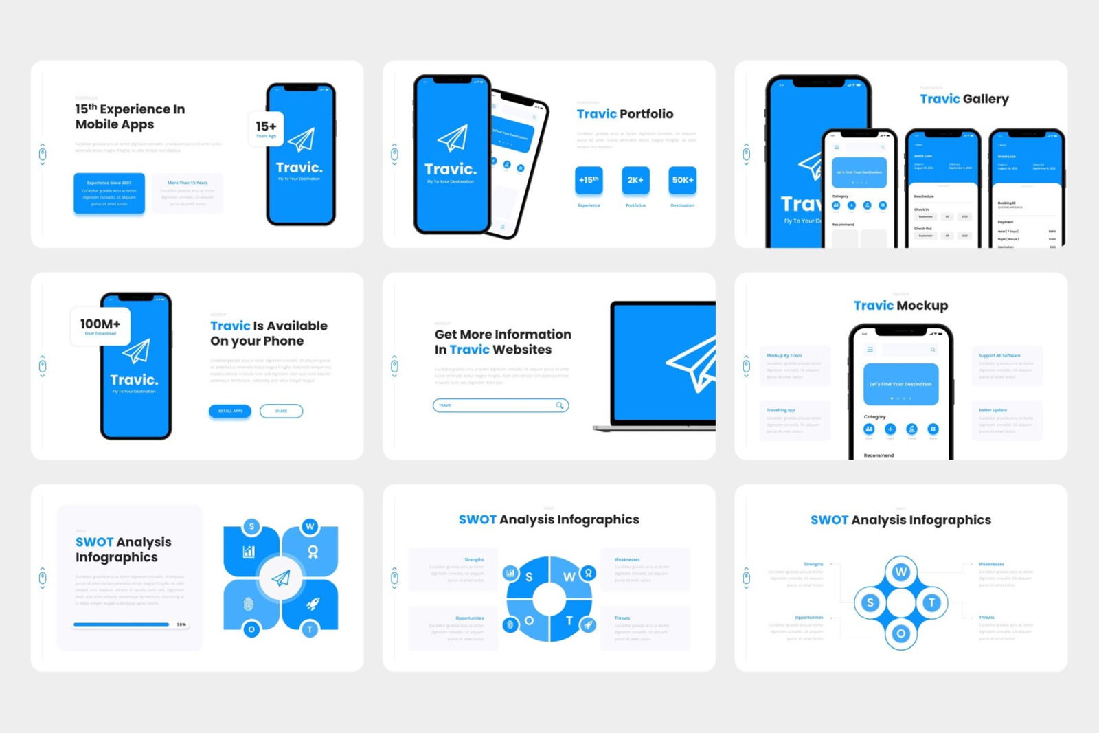 Travic - Travel Agency Mobile App Google Slides Template Travic - Travel Agency Mobile App Google Slides Template