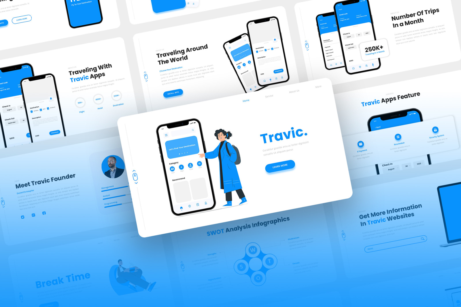 Travic - Travel Agency Mobile App Keynote Template