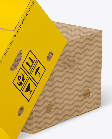 Paper Box with Bananas Mockup