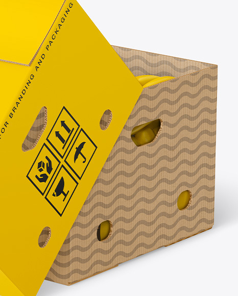 Paper Box with Bananas Mockup