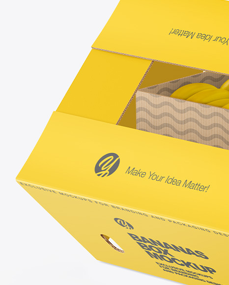 Paper Box with Bananas Mockup