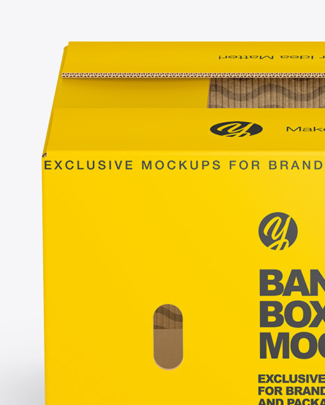 Paper Box with Bananas Mockup