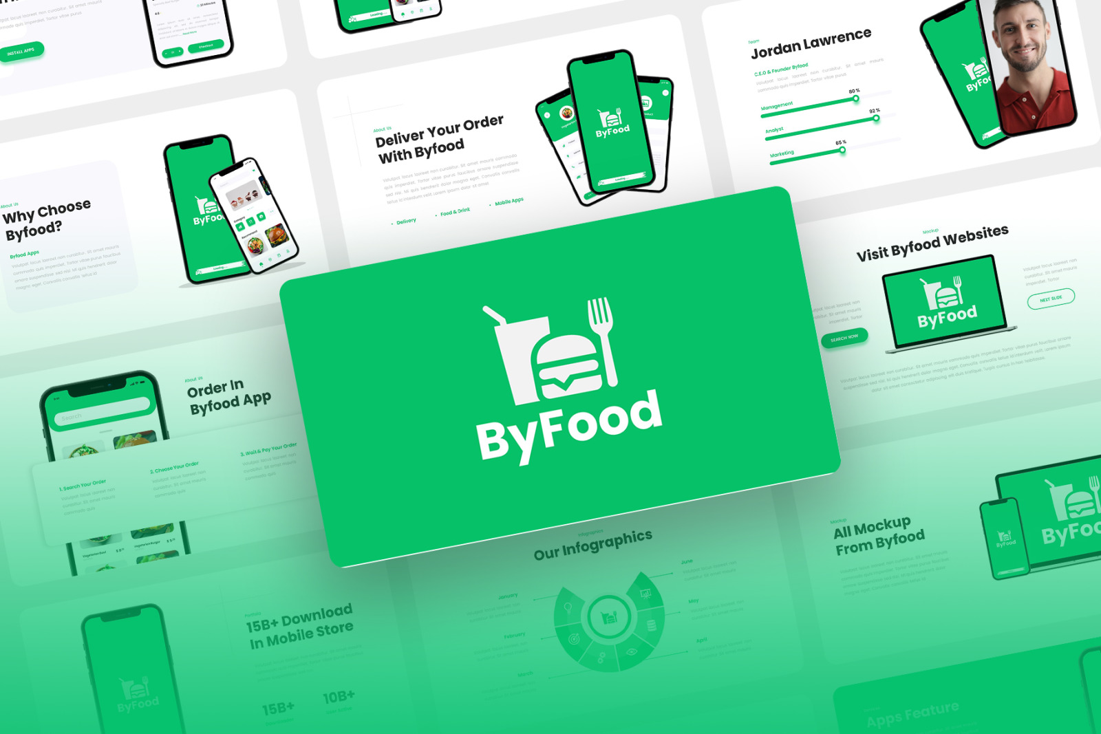 Byfood - Food Delivery Mobile App & SAAS PowerPoint Template Byfood - Food Delivery Mobile App & SAAS PowerPoint Template