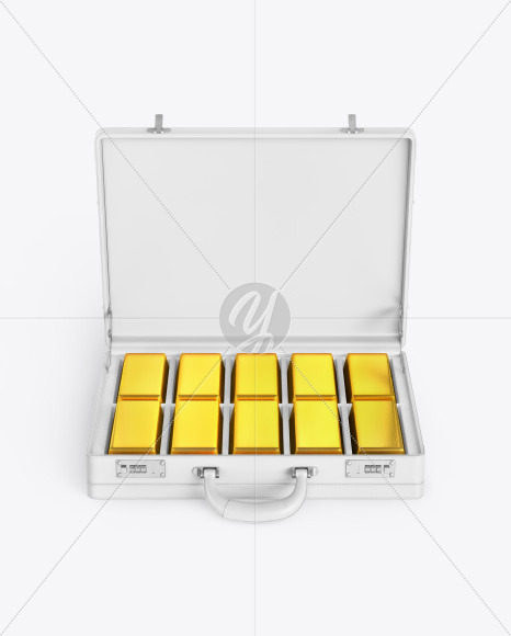 Briefcase with Gold Bars Mockup