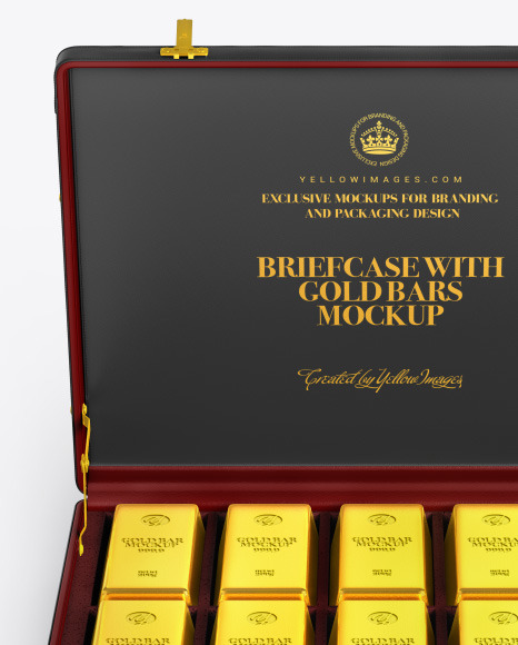 Briefcase with Gold Bars Mockup