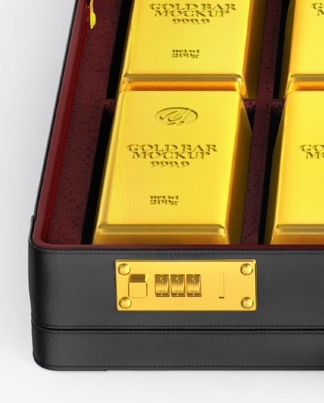 Briefcase with Gold Bars Mockup