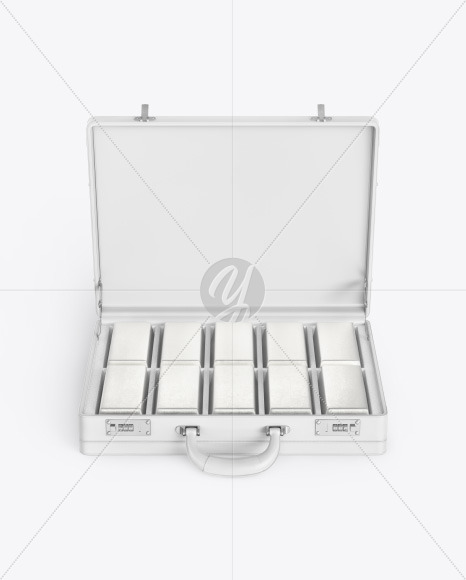 Briefcase with Silver Bars Mockup