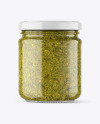 Clear Glass Jar with Pesto Sauce Mockup