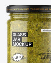 Clear Glass Jar with Pesto Sauce Mockup