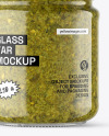 Clear Glass Jar with Pesto Sauce Mockup