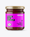 Clear Glass Jar with Raspberry Jam Mockup