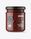 Clear Glass Jar with Raspberry Jam Mockup