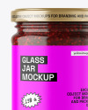 Clear Glass Jar with Raspberry Jam Mockup