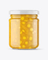 Clear Glass Jar with Pineapple jam Mockup