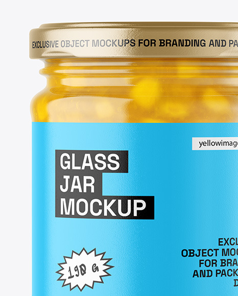 Clear Glass Jar with Pineapple jam Mockup