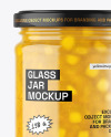 Clear Glass Jar with Pineapple jam Mockup