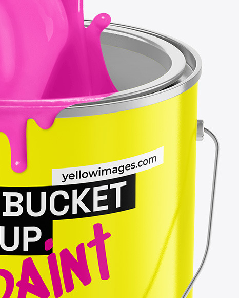 Glossy Paint Bucket W/ Splash Mockup