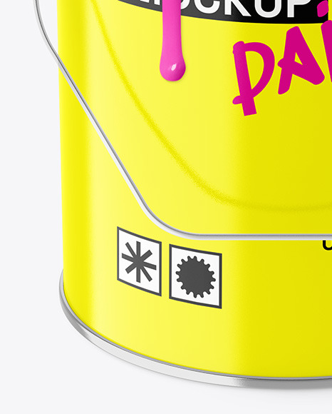 Glossy Paint Bucket W/ Splash Mockup