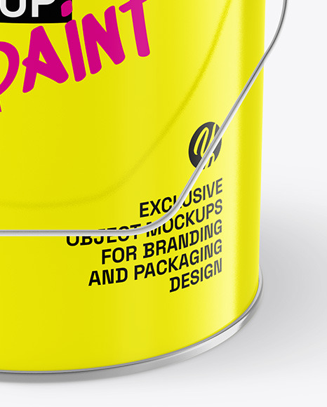 Glossy Paint Bucket W/ Splash Mockup