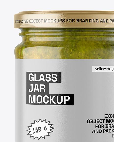 Clear Glass Jar with Spicy Herbs Sauce Mockup