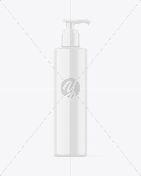 Glossy Cosmetic Bottle w/ Pump Mockup