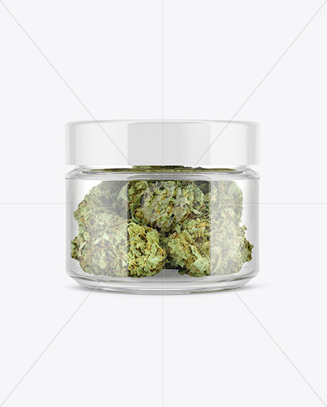 Jar with Weed Buds Mockup