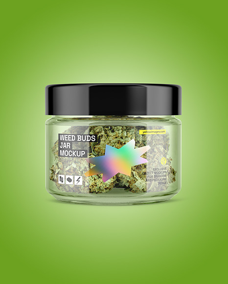 Jar with Weed Buds Mockup