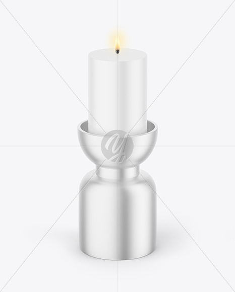 Candle with Metallic Stand Mockup