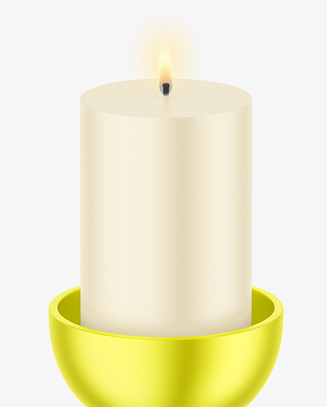 Candle with Metallic Stand Mockup