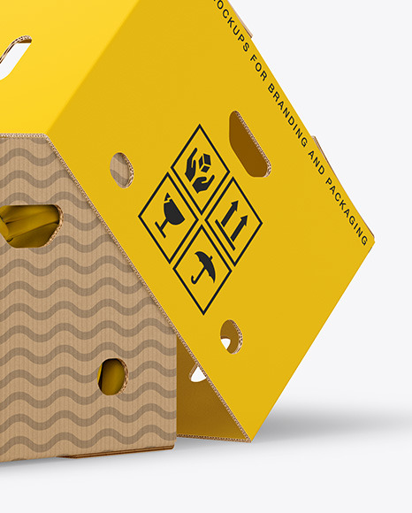 Paper Box with Bananas Mockup