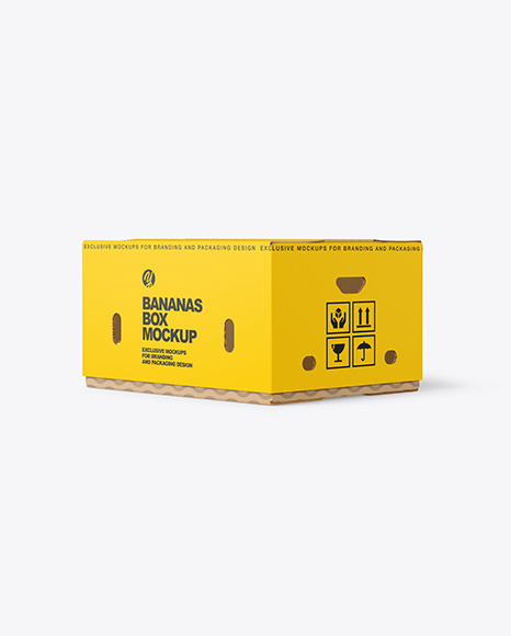 Paper Box with Bananas Mockup