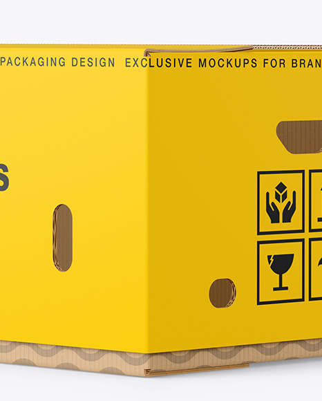 Paper Box with Bananas Mockup