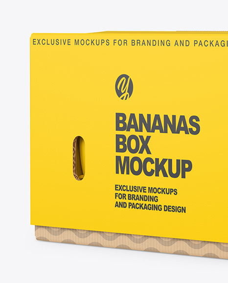 Paper Box with Bananas Mockup