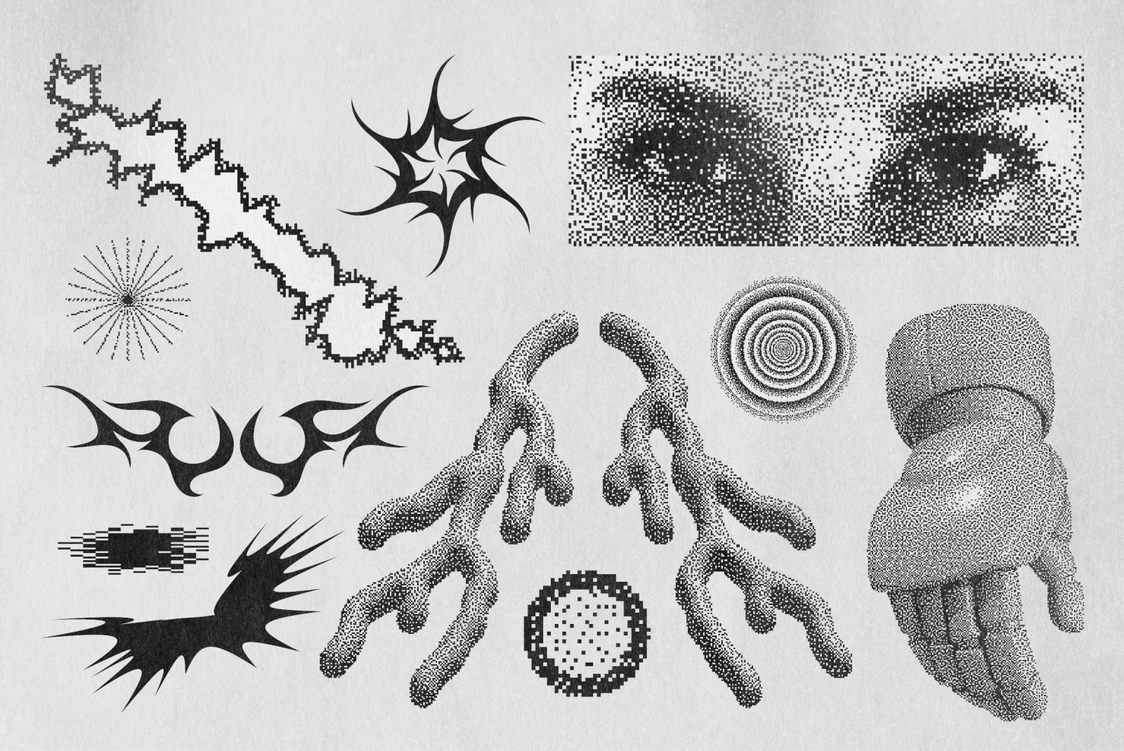 82 Vector Dither Textured Clip Arts