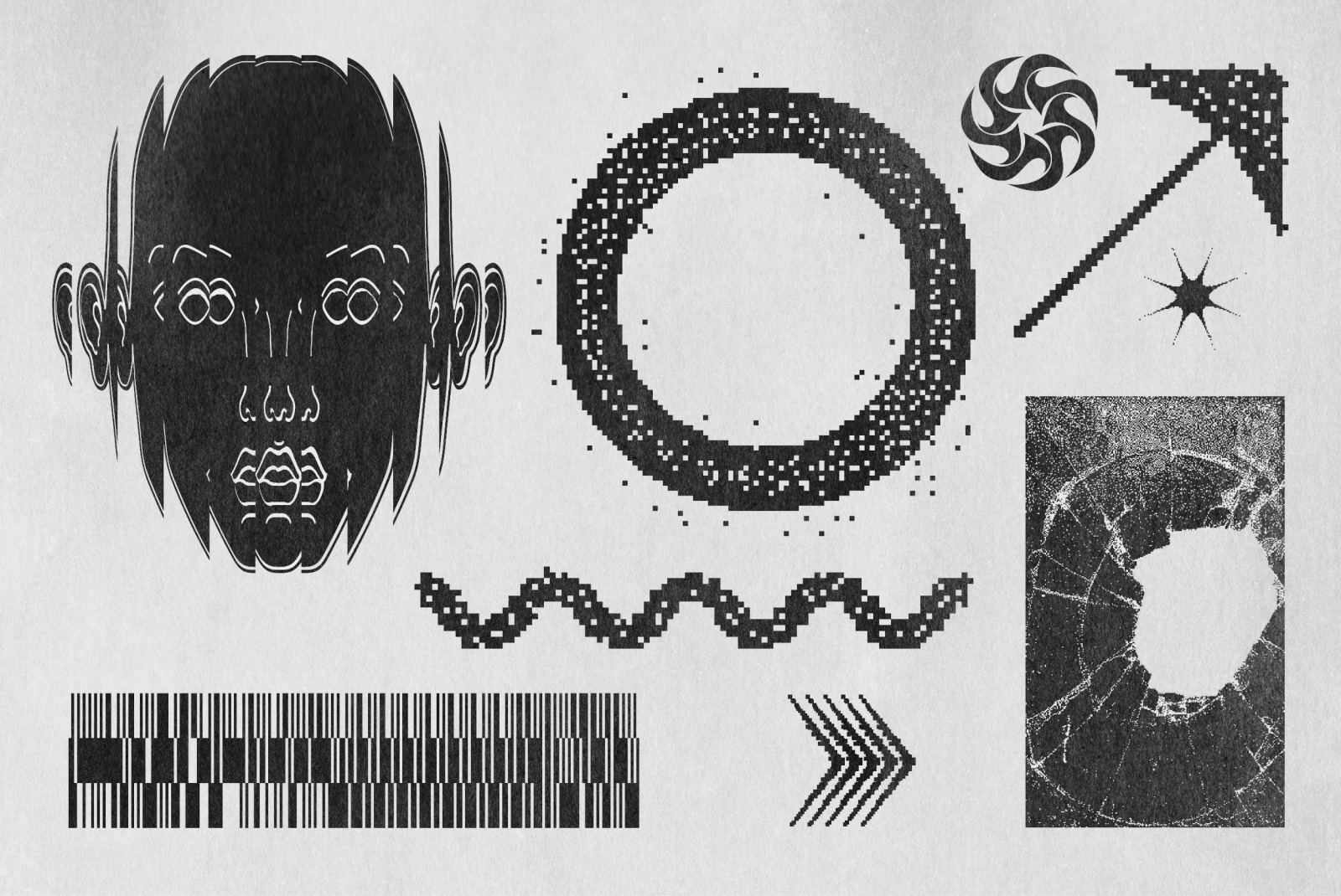 82 Vector Dither Textured Clip Arts