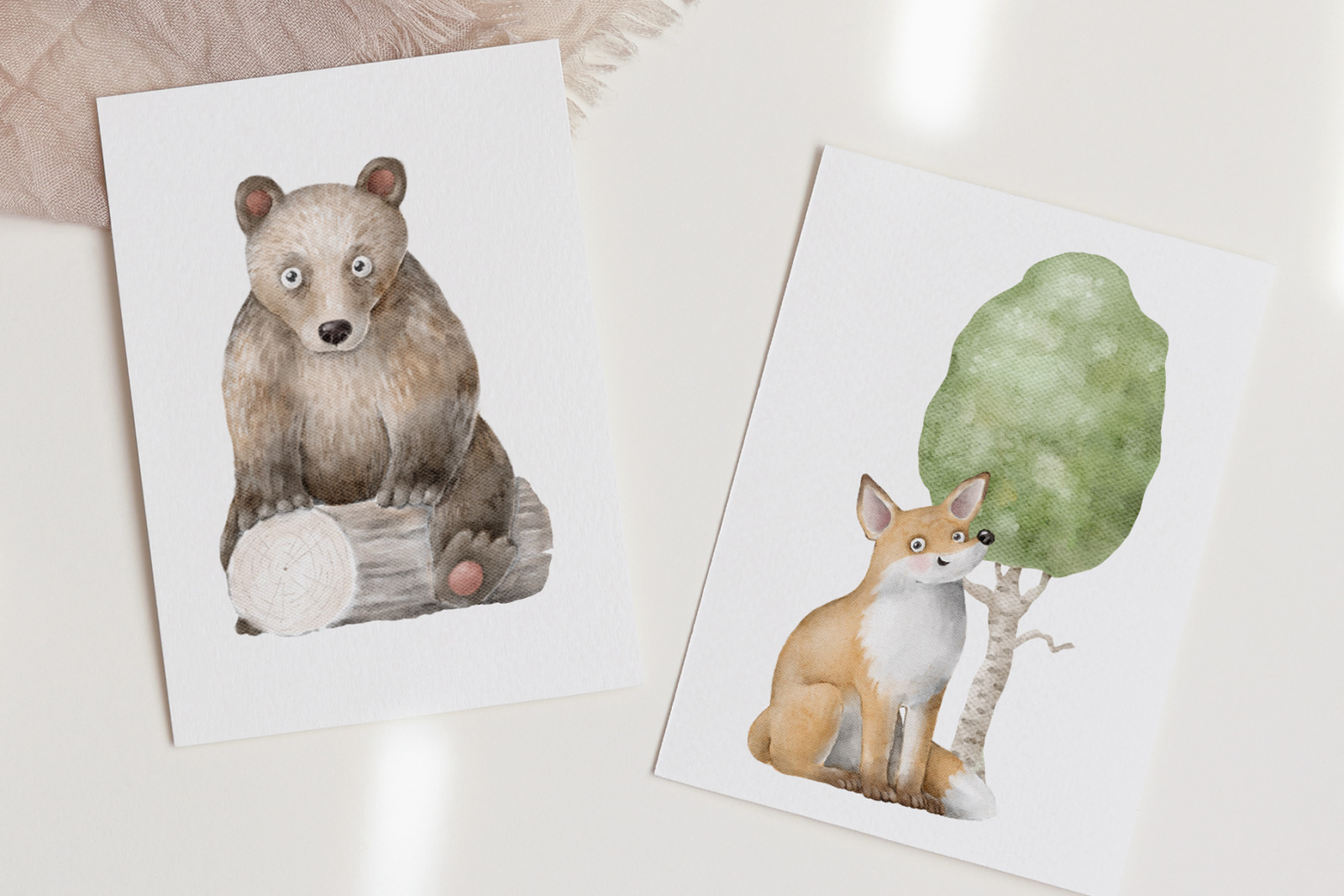 Forest animals and trees clipart