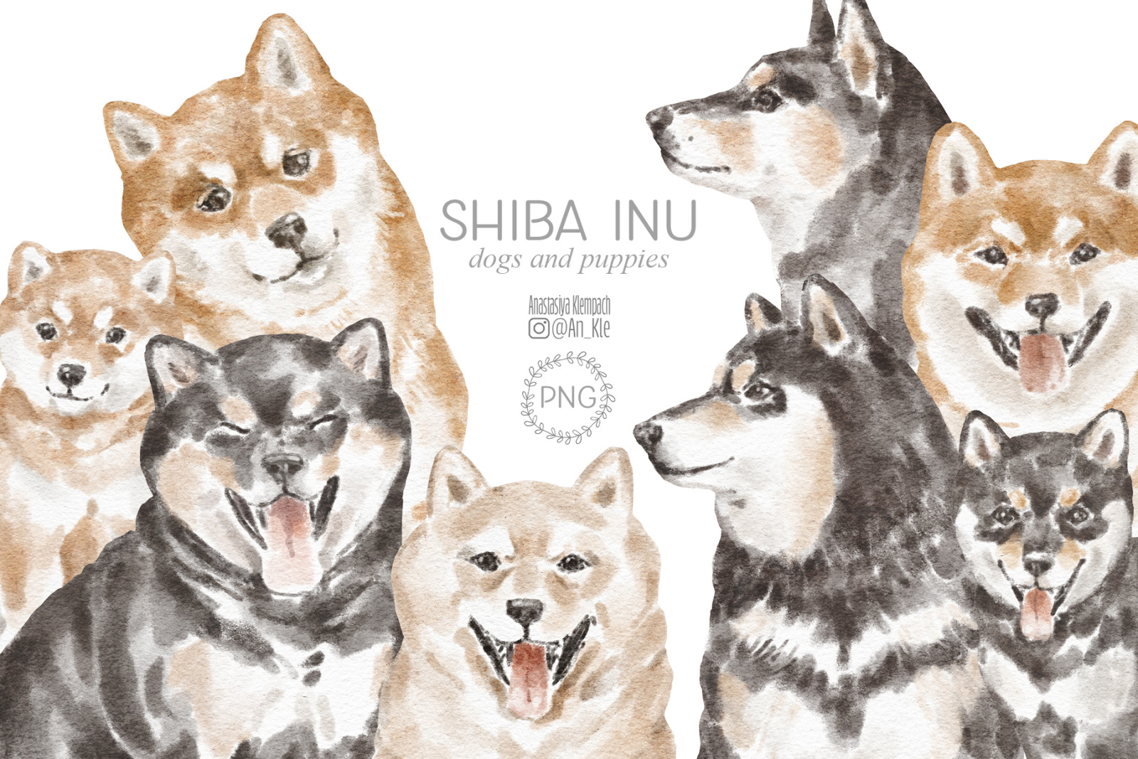 Shiba Inu dogs clipart