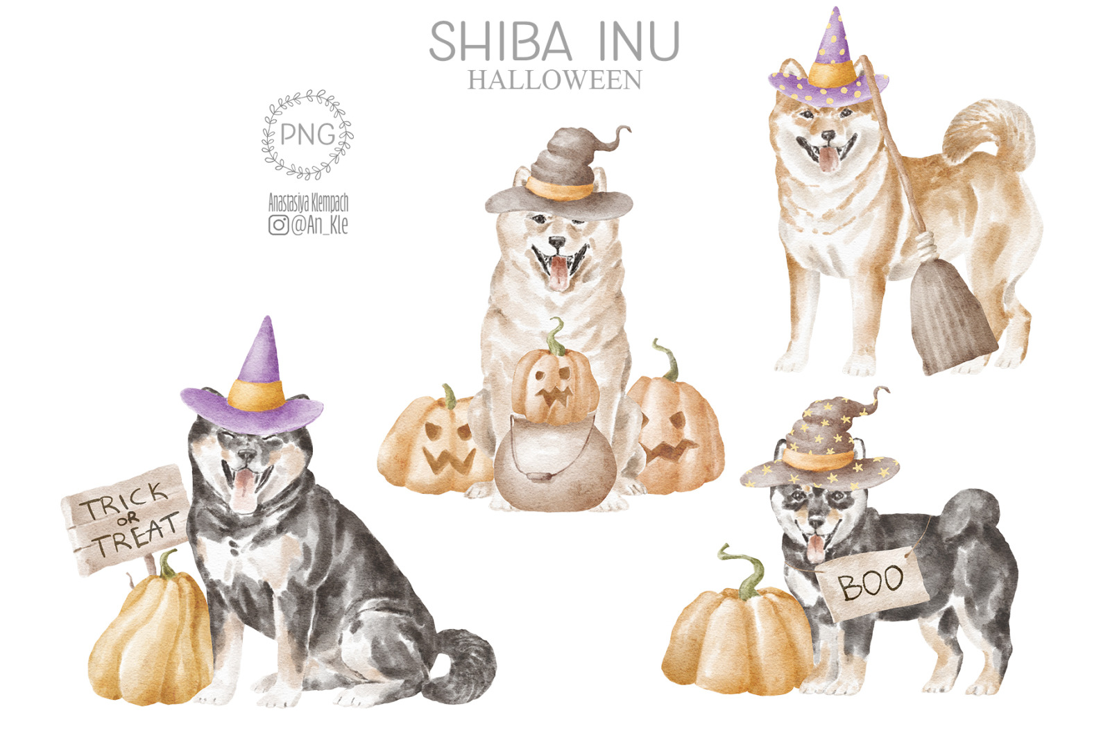 Shiba Inu dogs clipart