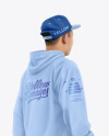 Man in Hoodie & Snapback Mockup - Back Half Side View