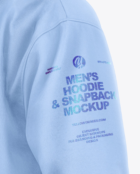 Man in Hoodie & Snapback Mockup - Back Half Side View