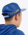 Man in Hoodie & Snapback Mockup - Back Half Side View