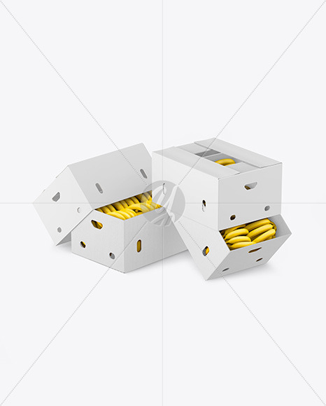 Two Paper Boxes with Bananas Mockup