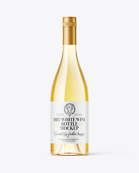 Clear Glass White Wine Bottle Mockup