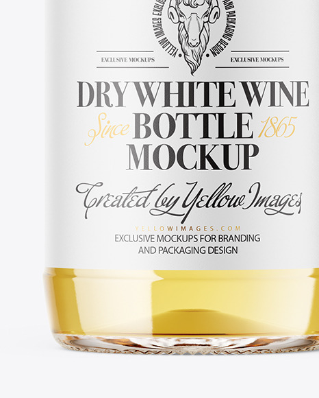 Clear Glass White Wine Bottle Mockup