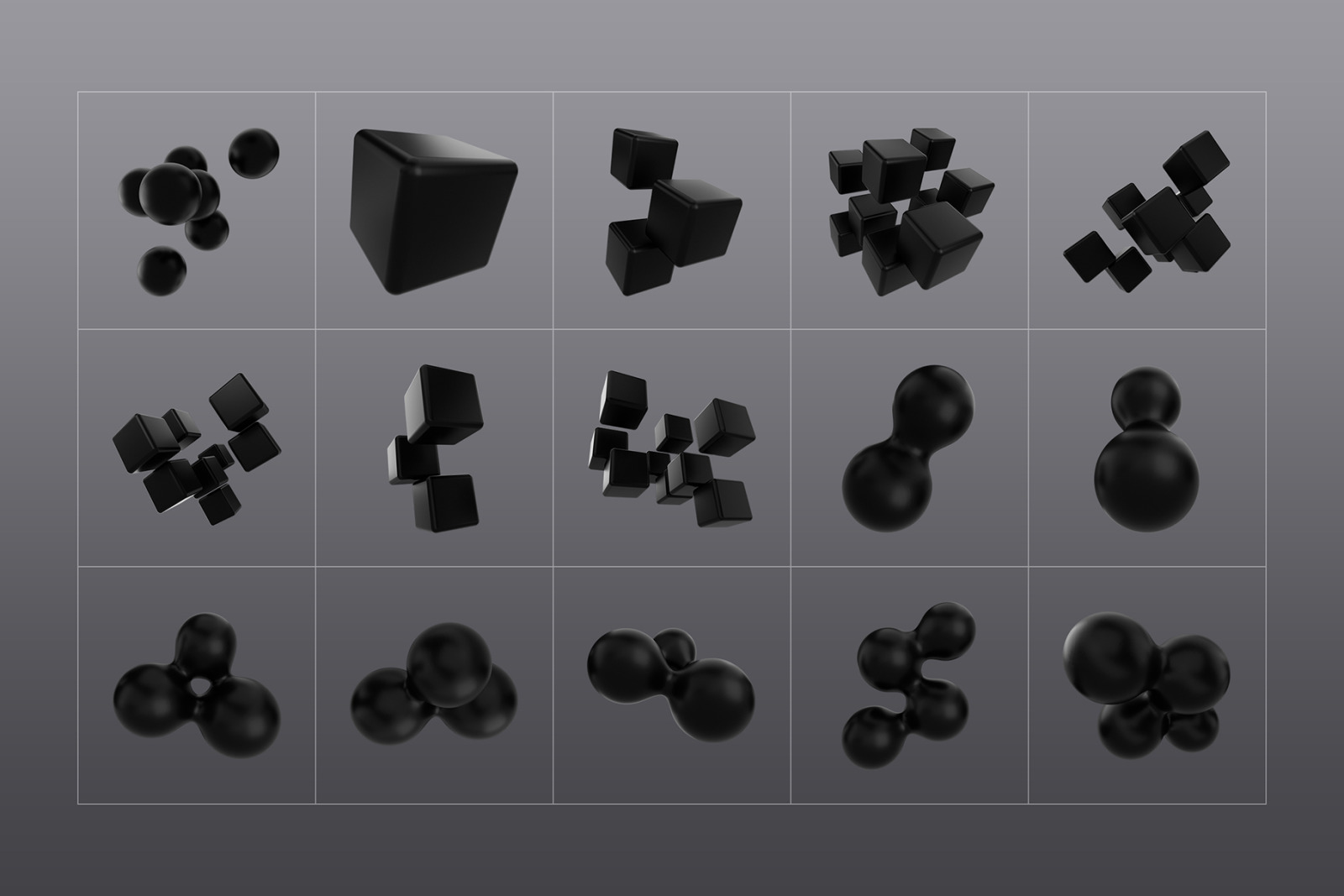 3D Black Shapes Collection