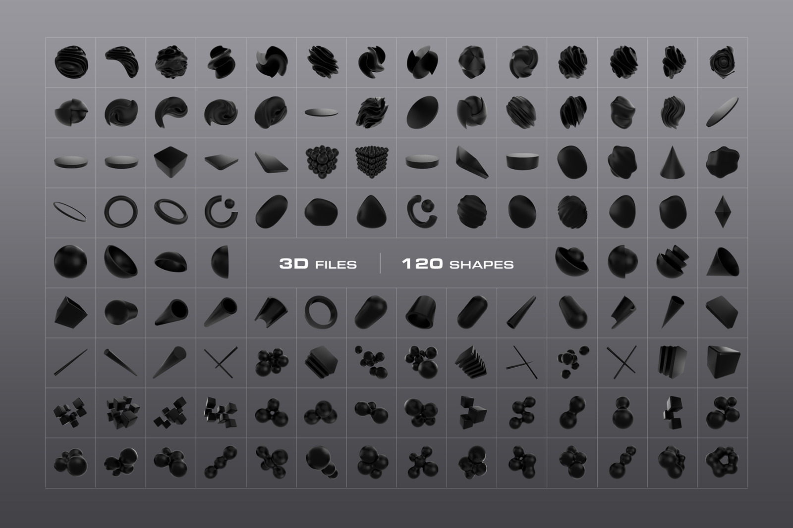 3D Black Shapes Collection