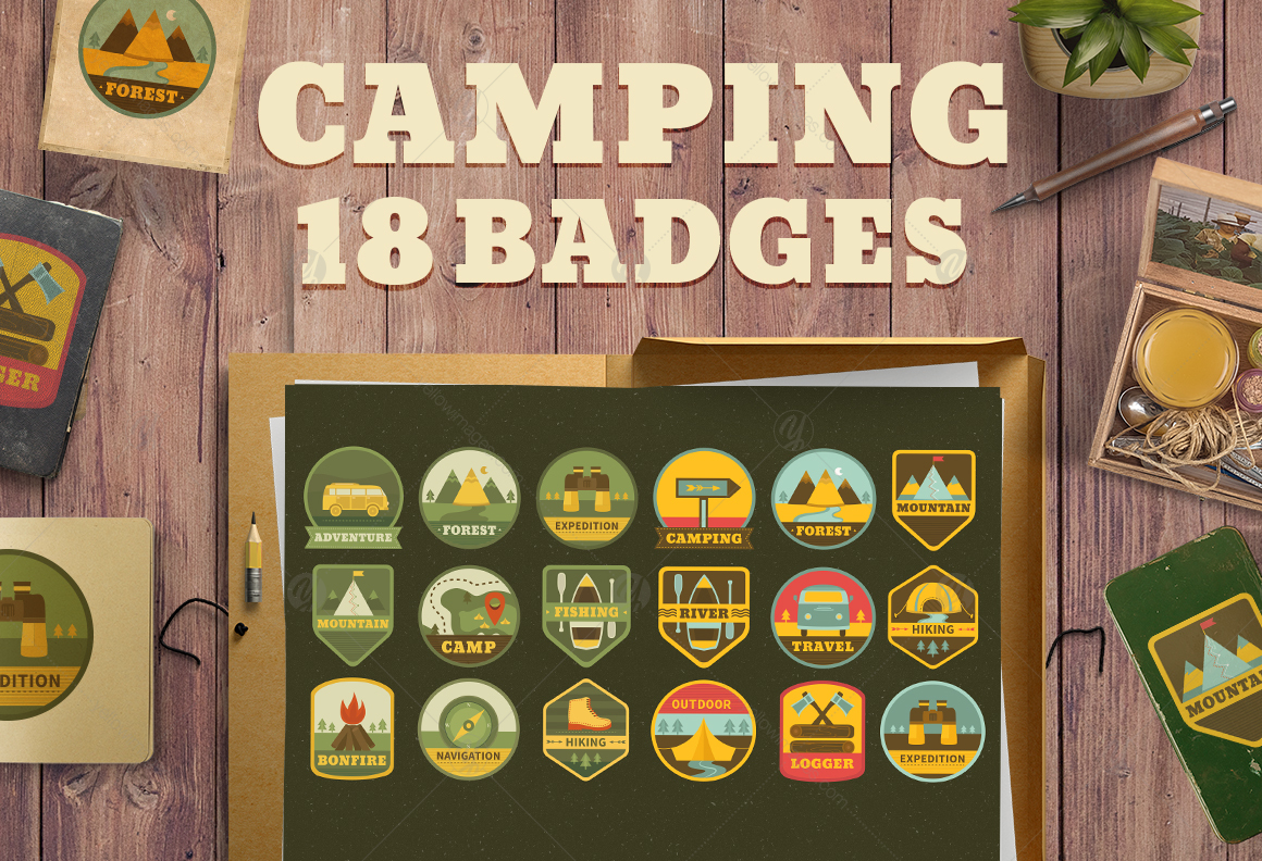 18 Camping logos (badges) templates